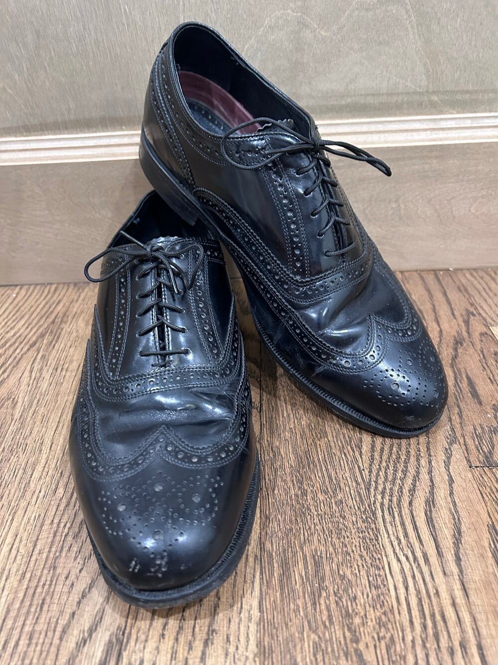 Florsheim Lexington Black Leather Wingtip Brogue Oxford Dress Shoes Men's 9